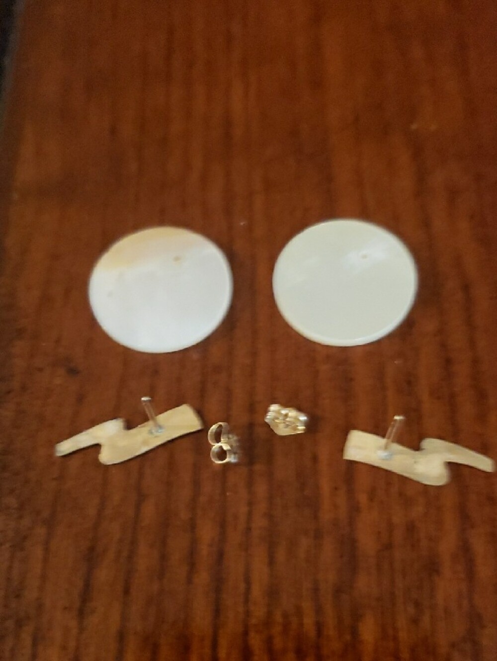 Gold Wavy Accent Mother-of-Pearl Round Stud Earrings - Can Wear Gold  Separated - Picture 6 of 10